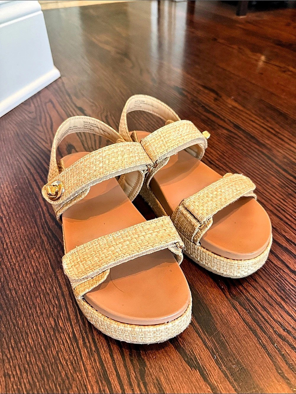 A New Day Women's Tilly Platform Footbed Sandals Wedge Sandals Beige